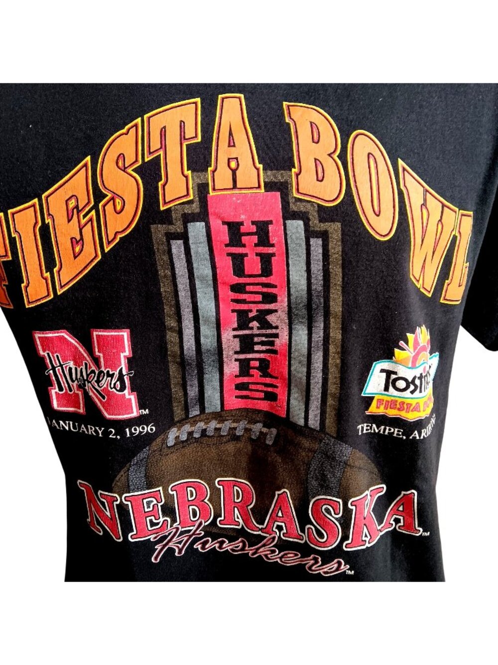 True Vintage T-shirt Nebraska Huskers Large 1996 Fiesta Bowl TSI BIG RED PRINT